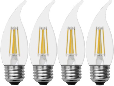 GE Relax LED Light Bulbs, 40 Watt, Soft White, Decorative Bulbs, Clear, Medium Base (4 Pack)