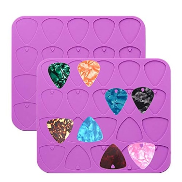 2 Pack Guitar Picks Epoxy Resin Molds Guitar Plectrums Silicone Casting Mold Jewelry Making Molds for DIY Guitar Thumb Finger Picks Keychain Pendant
