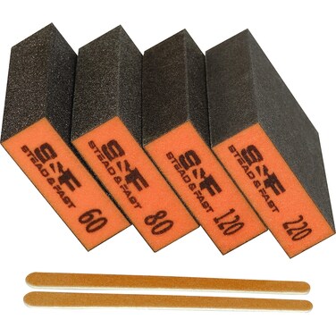 Sanding Sponge, 60 80 120 220 Coarse Medium Fine Grit Sanding Block, Sander Sponges for Drywall Metal, Sandpaper Sponge Sanding Blocks for Wood 4 Pcs by S&amp;F STEAD &amp; FAST