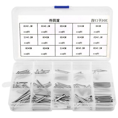 150Pcs 15 Kinds Stainless Steel Split Cotter Pins Clip Key Fastner Fitting Assortment Kit