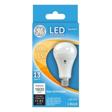 General Electric 65764 WHT A21 15W Daylight LED Light Bulb