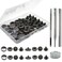 Raydodo 12 Sets Leather Snap Fasteners Kit, 15mm Metal Snap Buttons Kit Press Studs with 4 Install Tools, Leather Rivets and Snaps for Clothing, Leather, Jeans, Jackets, Bracelets, Bags (Black)