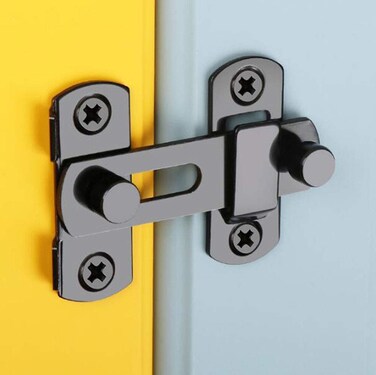 2Pack Sliding Door Lock bar barn Door Latch Hook-and-Eye Buckle Wooden Fence Door Lock Black Door Latch Lock Ship Window Lock Door latches Internal