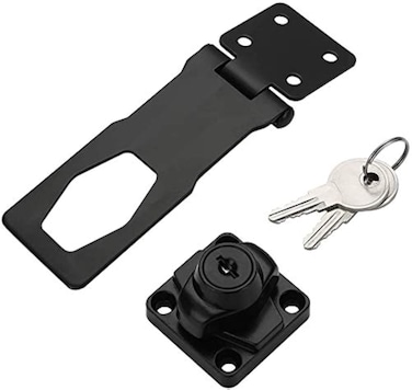 keyed Hasp Locks Twist Knob Keyed Locking Hasp for Small Doors, Cabinets and More,Hardware Hasps,Chrome Plated Hasp Lock Catch Latch Safety Lock (Deep Black)
