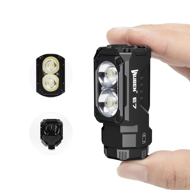 WUBEN E7 1800 Lumen Rechargeable Mini Flashlight with Magnet - Super Bright 6 Modes EDC Flashlight, Typ-C Rechargeable LED; IP68 Pocket Flashlight for Headlamp Use, Rescue, Camping