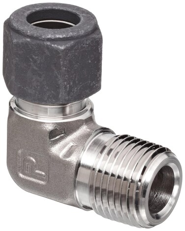 Parker CPI 8-8 CBZ-SS 316 Stainless Steel Compression Tube Fitting, 90 Degree Elbow, 1/2" Tube OD x 1/2" NPT Male