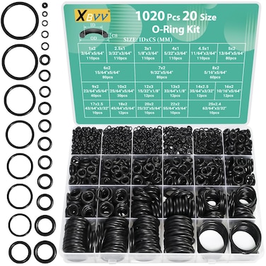 XBVV 1020 Pcs O Ring Kit 20 Size Nitrile Rubber O Ring Assortment Set for Car Auto Vehicle Repair Faucet Plumbing Air or Gas Sealing Connections Resist Oil and Heat