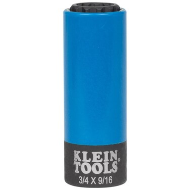 Klein Tools 66030 2-in-1 Non-Marring Impact Socket, Coated 12-Point Deep Sockets, 3/4- and 9/16-Inch Sizes