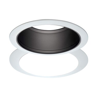 HALO 6100BB 6" White Tapered Metal Baffle Recessed Trim with 2 White Rings, Narrow and Wide, Black