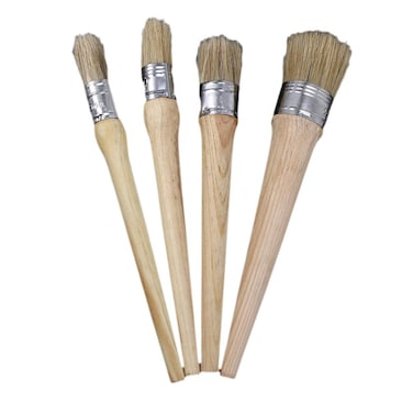 4PCS Round Paint Brush Wooden Handle Different Size 20mm 25mm 30mm 40mm Acrylic Watercolor Oil Painting Beginner Tool Furniture Waxing Brush