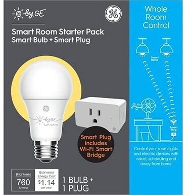Wireless Smart Plug &amp; LED Light Bulb, A19, 9.5-Watts -93127316