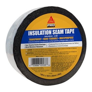 SIKA SikaSeal-148 Insulation Seam Tape - Clear, Multipurpose, Hand-Tearable Acrylic Adhesive - Indoor/Outdoor Use, UV Resistant, Moisture &amp; Mold Resistant, 2-in x 164 ft
