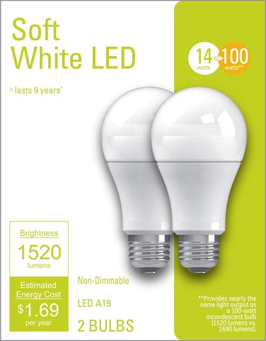 G E Lighting 32593 13W, A21 Soft White LED Light Bulb, 2 Count (Pack of 1)