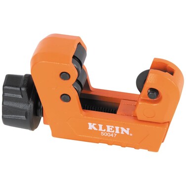 Klein Tools 50047 Mini Tubing Cutter, 1-1/8 Inch O.D. Cutting Capacity for Aluminum and Copper Tubing, Spare Blade Included