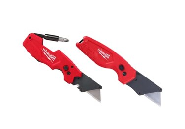 Milwaukee FASTBACK Compact Knife, and FASTBACK 6-in-1 Folding Utility Knives, w/Blade (knife 2pack) Red-black