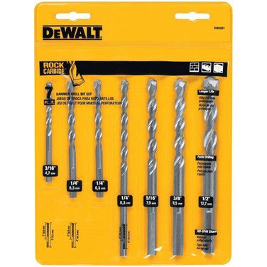 DEWALT Masonry Drill Bit Set, Percussion, Concrete &amp; Block, 7-Piece (DW5207)