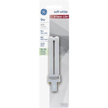 Ge Cfl Biax 2-Pin Bulb 6.6 In. 9 W 600 Lumens 2700 K 82 Cri Esr Cd