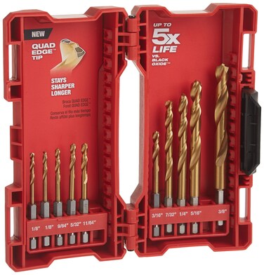 MILWAUKEE'S 48-89-4633 Shockwave Titanium Red Helix Drill Bit Set (10-Piece)