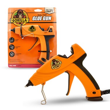 Gorilla Dual Temp Full Size Hot Glue Gun Precision Nozzle, Easy Squeeze Trigger, and Enhanced Safety Features, for DIY, Craft, Repairs, and More, 14 Watts, Orange, (Pack of 1)