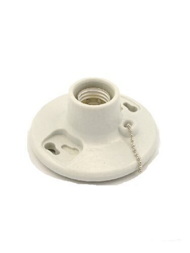 Leviton 29816-C One-Piece Glazed Porcelain Outlet Box Mount, Incandescent Lampholder, Pull Chain, White