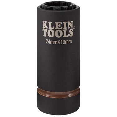 Klein Tools 66052E Impact Socket, 2-in-1 Metric, Deep Impact 12-Point 24 x 19 mm, 1/2-Inch Drive