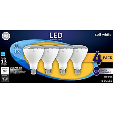 GE Soft White 65W Replacement LED Light Bulb Indoor Floodlight BR30 (4-Pack)