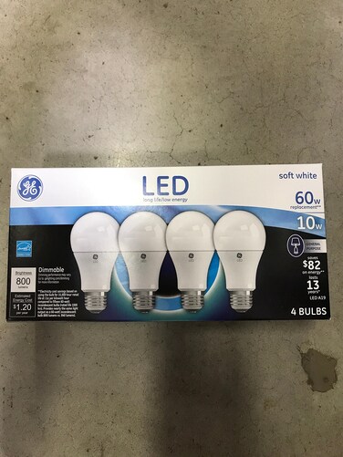 GE 10 Watt A19 LED Light Bulbs - Sof White (4pk)