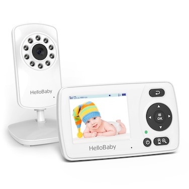 HelloBaby Monitor with Camera and Audio, 1000ft Long Range Video Baby Monitor-No WiFi, Night Vision, VOX Mode-Power Saving, 2.4'' Portable Travel Screen, Baby Safety Camera, for Baby/Pet, Plug &amp; Play