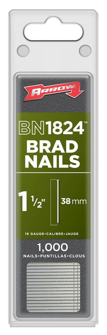 Arrow Fastener BN1824 Genuine 1-1/2-Inch Brad Nails with Steel T Head, 1000-Pack