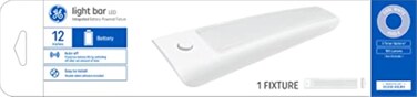 GE Lighting LED Light Bar Fixture with Timer, Battery Powered, Cool White, 12 Inches