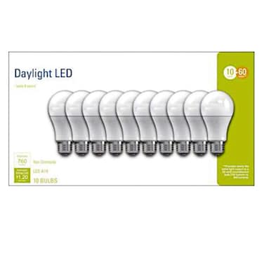 G E LIGHTING 93098308 LED Light Bulbs, Frosted Daylight, 10-Watt, 760 Lumens, 10-Pk. - Quantity 1