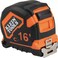 Klein Tools 9216 Tape Measure, Heavy-Duty Measuring Tape with 16-Foot Double-Hook Double-Sided Nylon Reinforced Blade, with Metal Belt Clip