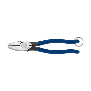 Klein Tools D213-9NETT Pliers, High Leverage Side Cutters with Tether Ring, New England Nose, Made in USA