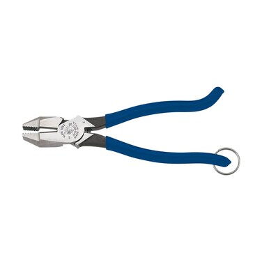 Klein Tools D213-9STT Ironworker Pliers with Heavy Duty Knurled Jaws, Made in USA, Induction Hardened Knives, and a Split Tether Ring