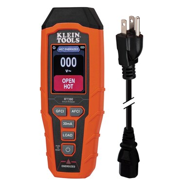 Klein Tools RT390 Circuit Analyzer with Large LCD, Identifies Wiring Faults, GFCI and AFCI Tester, Voltage Drop, Displays Trip Time