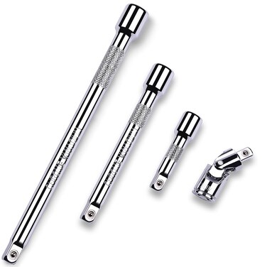 StrugDeas 4 Piece 3/8 Inch Drive Extension Bar Set, 3/8 Inch Drive Socket Extension Set Includes 3, 6, and 10 Inch Extensions and 3/8 Inch drive Universal Joint Socket