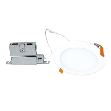HALO HLBPH 6 inch Canless Recessed Downlight w/Remote Driver/Junction Box Integrated LED Kit Selectable 2700K, 3000K, 3500K, 4000K, 5000K CCT New Construction 6 inch White