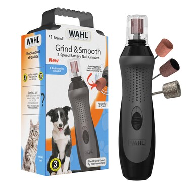 Wahl Grind &amp; Smooth 2 Speed Battery Dog Nail Grinder with Concave Rounding Tip and Nail Guard for Increased Safety and Precise Nail Grinding - Model 3026333