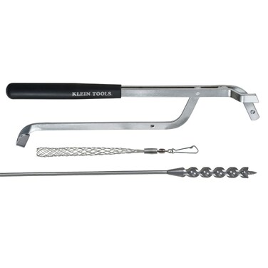 Klein Tools 53721 Flex Bit Kit with 9/16-Inch x 54-Inch Flex Bit Auger, Placement Tool and Wire Pulling Grip for Pulling Wire Behind Walls