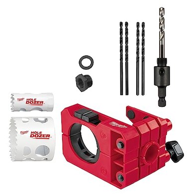 Milwaukee 49-22-4073 Polycarbonate 1-3/8" - 1-3/4" Door Lock and Deadbolt Installation Kit with Included Hole Saw, Auto-Centering Guide and Non-Slip Clamp (Drill / Driver Not Included)