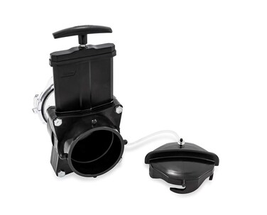 Camco Camper/RV Gate Valve - Features Built-In 3.5-Inch Clear Adapter &amp; 4 Bayonet Prongs - Fits 3-Inch Sewer Fittings &amp; Connects Easily to RV Drain Pipe (39053)