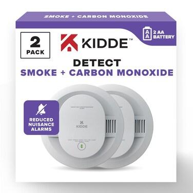 Kidde Smoke &amp; Carbon Monoxide Detector, AA Battery Powered, LED Warning Light Indicators, 2 Pack