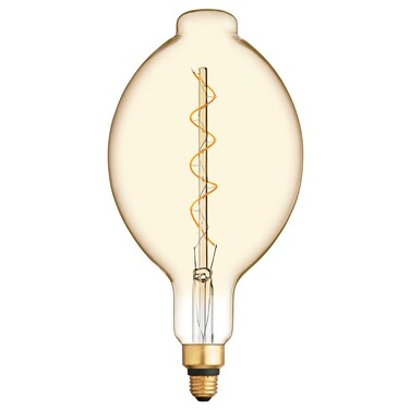 GE LED Vintage Light Bulb, Spiral BT56 Amber Glass LED Edison Bulb, 6.5-Watt (40 Watt Replacement Dimmable LED Light Bulbs), 350 Lumen, Medium Base Light Bulb, 1-Pack E26 Edison Bulb Pendant Lighting