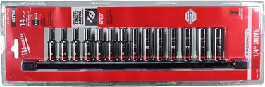 Milwaukee 49-66-7003 Shockwave Impact Duty 1/4" Drive Metric Deep 6 Point Socket Set (14 Pieces)