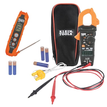Klein Tools 80143 HVAC Clamp Meter and Infrared Thermometer Kit, Auto-Ranging Digital Clamp Meter and Dual IR Probe LCD Thermometer, 2-Piece