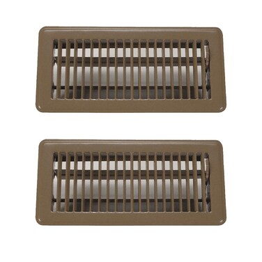 Rocky Mountain Goods 4" x 10" Floor Vents 2 Pack - Heavy Duty Walkable Floor Register - Premium Finish - Easy Adjust air Supply Lever (Brown)