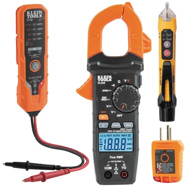 Klein Tools CL220VP Electrical Test Kit with Digital Clamp Meter, Non-Contact Voltage Tester, GFCI Outlet Tester, AC/DC Voltage Tester