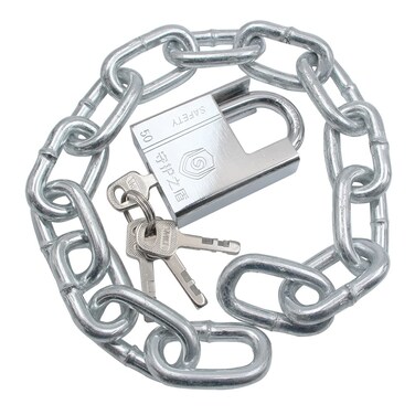 1.6 FT Security Chain Hardened 8mm Thick with Cut Proof Keyed Padlock- Stainless Steel Heavy Duty Chain Lock for Gate Bike Generator Fence Outdoor