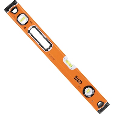 Klein Tools 935L Level, 24-Inch Magnetic Bubble Level with Adjustable Vial and Top V-Groove, High Viz Orange