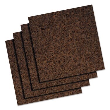 Universal 43403 Cork Tile Panels, Dark Brown, 12 x 12, 4/Pack